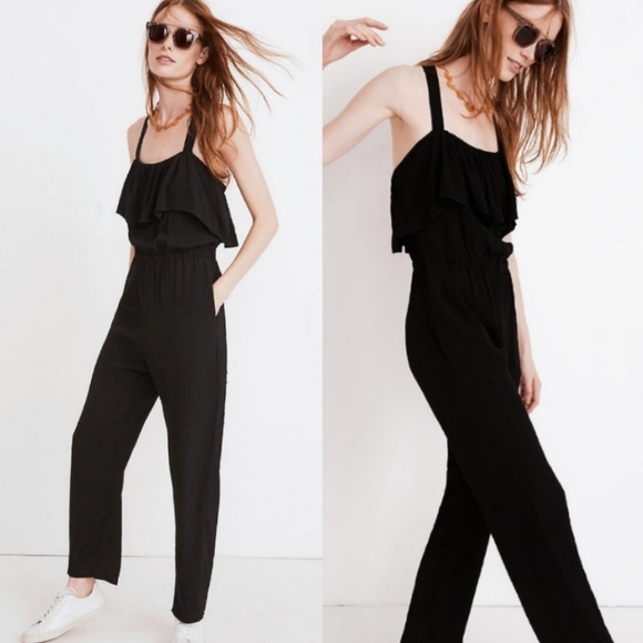 Madewell Pants - Madewell Apron Ruffled Black Jumpsuit 🌻